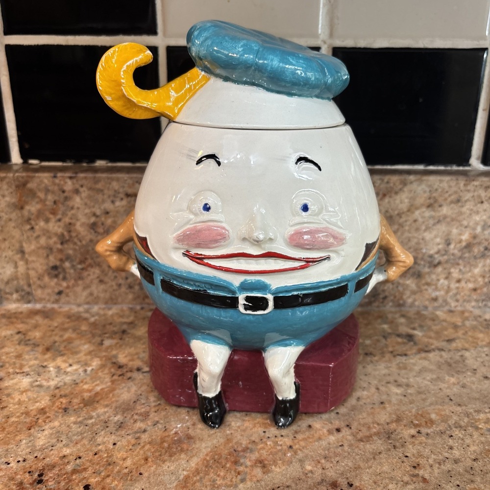 Vtg 1979 Duncan Enterprise 8" Ceramic Humpty Dumpty Cookie Jar Design By Ritson